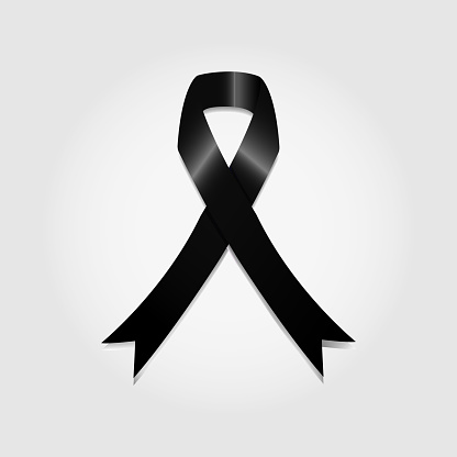 Black awareness ribbon as symbol  mourning  also used for sleeping disorders and Gang Prevention and Melanoma and Skin Cancer and Anti-Terrorism EPS 10