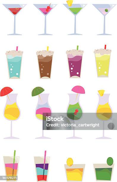 Summer Cocktail Illustration Stock Illustration - Download Image Now - Blue Hawaiian, Manhattan Cocktail, Alcohol - Drink