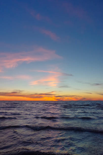 istock Orange sunset over the sea on clear summer evening 1411794954