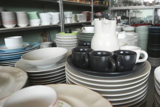 istock Various products of porcelain are displayed in a kitchenware store. 1411796227