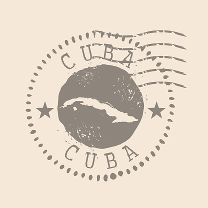 Stamp Postal of Cuba. Map Silhouette rubber Seal.  Design Retro Travel. Seal of Map  Cuba grunge  for your design.  EPS10