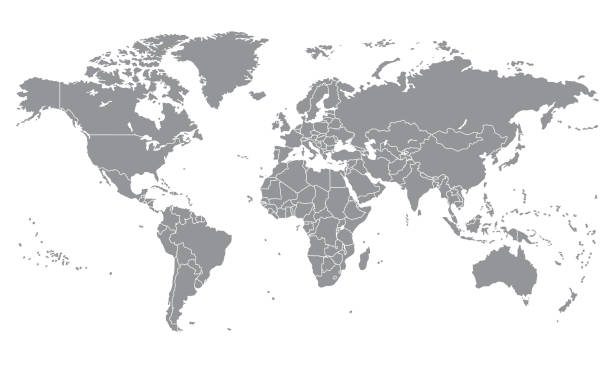 Detailed World Map with Divided Countries On A Transparent Background World map on a transparent base (can be added on top of any color background) eps stock illustrations