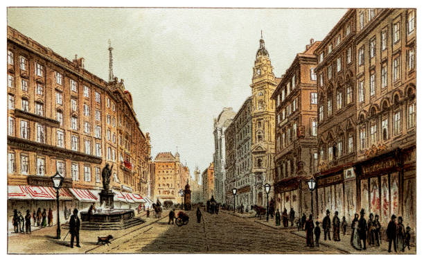 The Graben, Vienna, Austria Illustration of the Graben, Vienna, Austria graben vienna stock illustrations