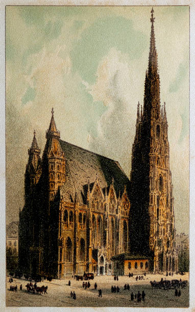 ilustrações de stock, clip art, desenhos animados e ícones de st. stephen's cathedral, 16th century, vienna, austria, europe, stephansdom - religious illustration