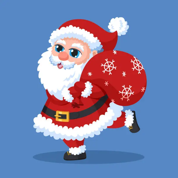 Vector illustration of Santa Claus With Red Bag