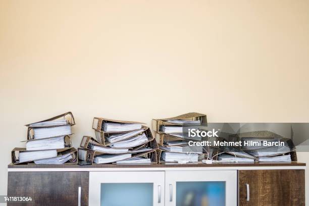 Archive With Neglected Old Files Stock Photo - Download Image Now - Ring Binder, File Folder, Paper