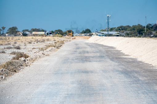 Road Construction near Okaukuejo in Etosha National Park, Namibia