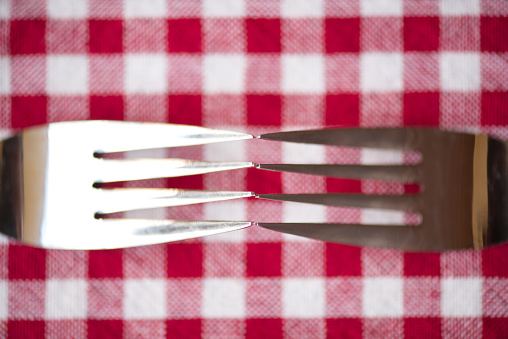 Macro takes a picture of forks.