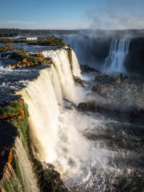 cataratas del iguazú en la frontera de brasil y argentina - iguacu falls argentina tropical rainforest rainbow fotografías e imágenes de stock