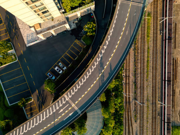 istock Subway train passing by the viaduct 1411818297
