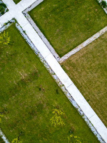 Aerial photo of lawn in residential area