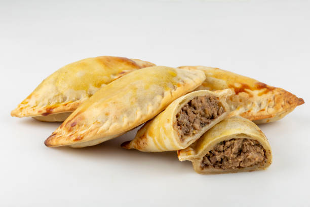 Argentine empanada isolated on white background.