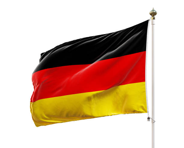 istock Flag of Germany isolated on white background. Clipping path included. 1411820763