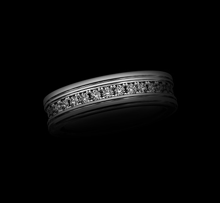 Diamond ring isolated on black background. 3d render