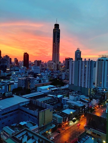 Sunrise in Bangkok cityscape