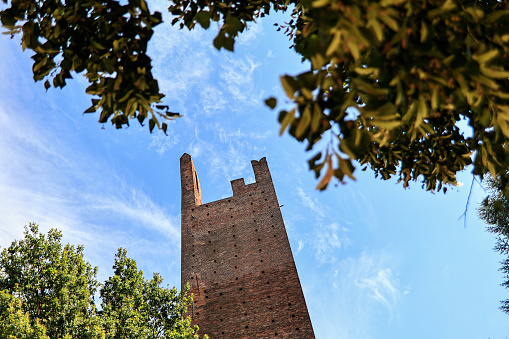 The tower Dona ( torre Dona ) in the city Rovigo against the blue sky. Italy.