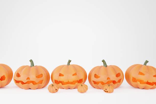 istock 3D rendering Halloween Pumpkins set on white background 1411823864