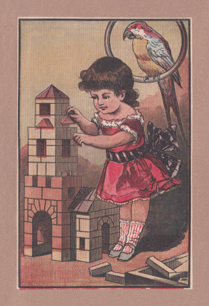 istock Little girl building a tower, chromolithograph, published ca. 1895 1411828844