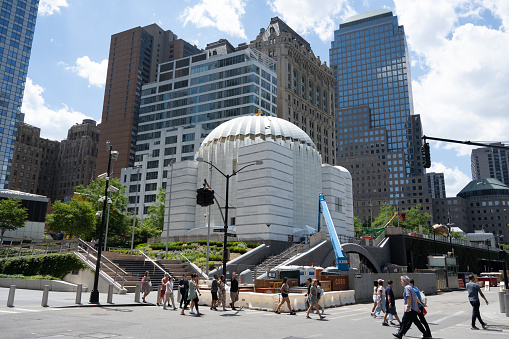 New York, NY, USA - June 4, 2022: St. Nicholas Greek Orthodox Church at the World Trade Center site.