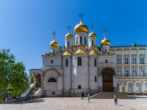 The Cathedral of the Annunciation is a Russian Orthodox church dedicated to the Annunciation of the Theotokos. It is located on the southwest side of Cathedral Square of the Moscow Kremlin in Russia