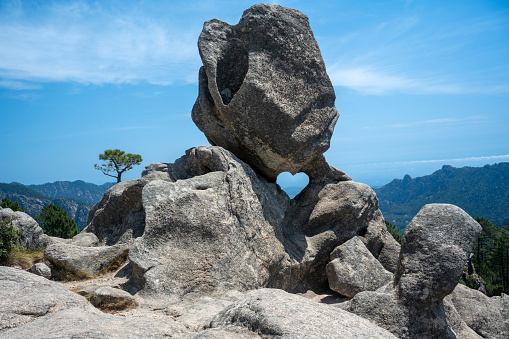 Heart shape Stone - The Sentinel Rock, Piscia di Gallu Waterfall, Corsica, France