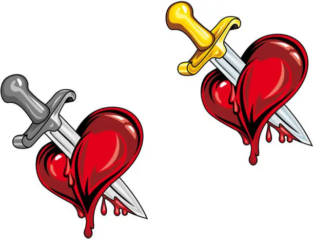 Vector illustration of Heart with dagger