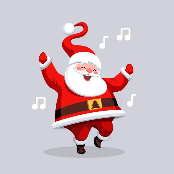 Vector illustration of Dancing Santa Claus