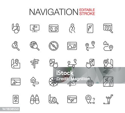 istock Navigation Icons Set Editable Stroke 1411838550