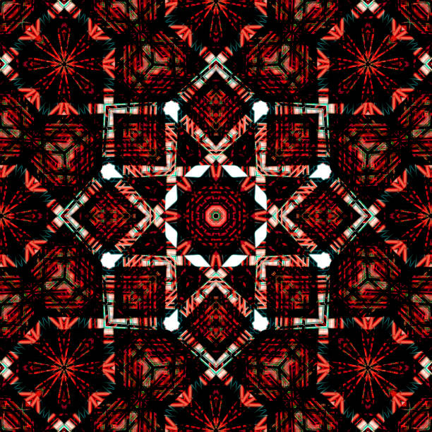 istock illustration madala background geometric semaless pattern mirror blend red color. 3d effect. 1411840291