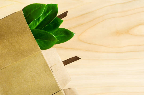 istock Paper envelopes with green leaves. 1411840493