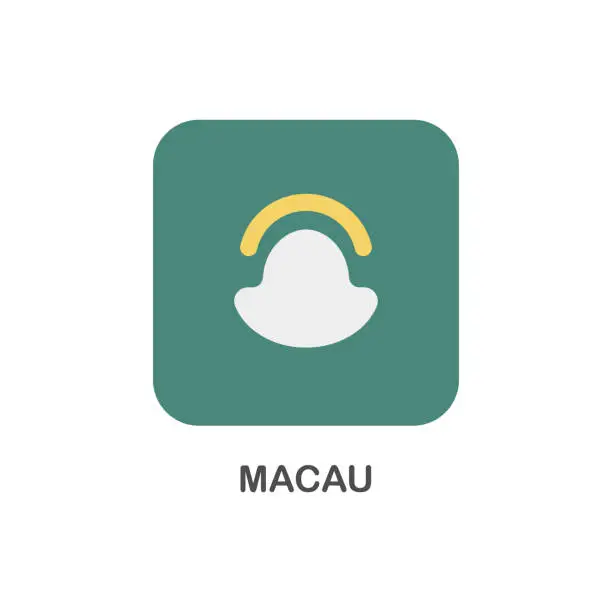 Vector illustration of Simple Flag of Macau - Vector Square Flat Icon