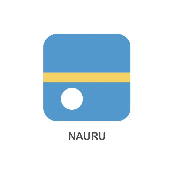 Vector illustration of Simple Flag of Nauru - Vector Square Flat Icon