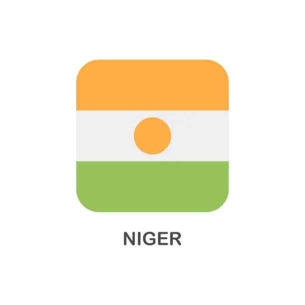 Vector illustration of Simple Flag of Niger - Vector Square Flat Icon