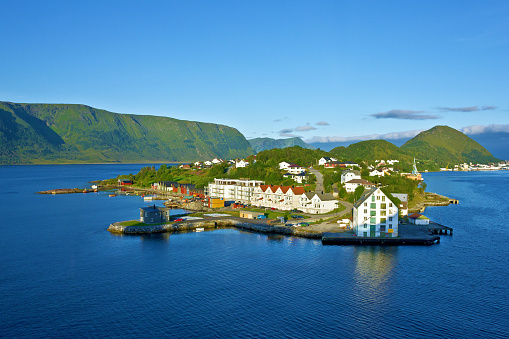 Alesund - sea landscape view on island in Norwegian fjords, Norway.