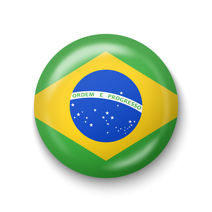 Brazil Flag - Round Glossy Icon. Vector Illustration.