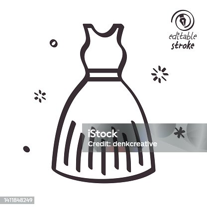 istock Playful Line Illustration for Bride & Groom 1411848249