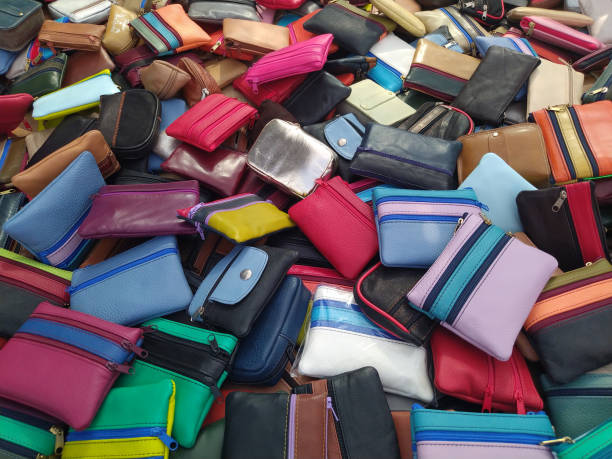 istock Lots of small colorful leather wallets 1411850650