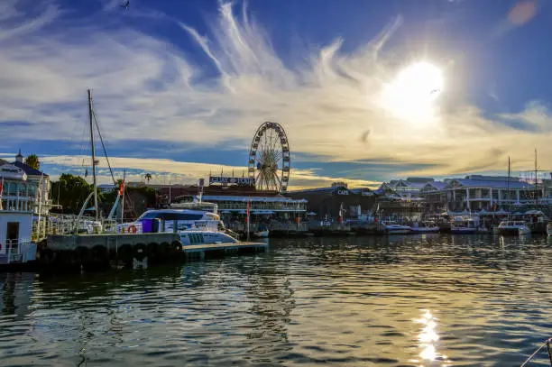 V&A ( Victoria and Alfred ) waterfront harbor with cape giant wheel in cape town South Africa