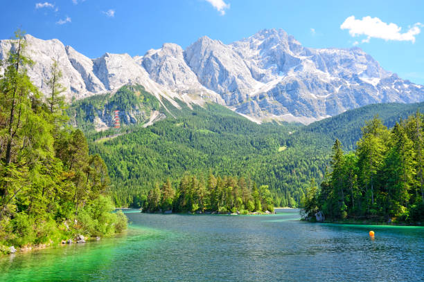 istock Eibsee Lake and Zugspitze mountain 1411853728