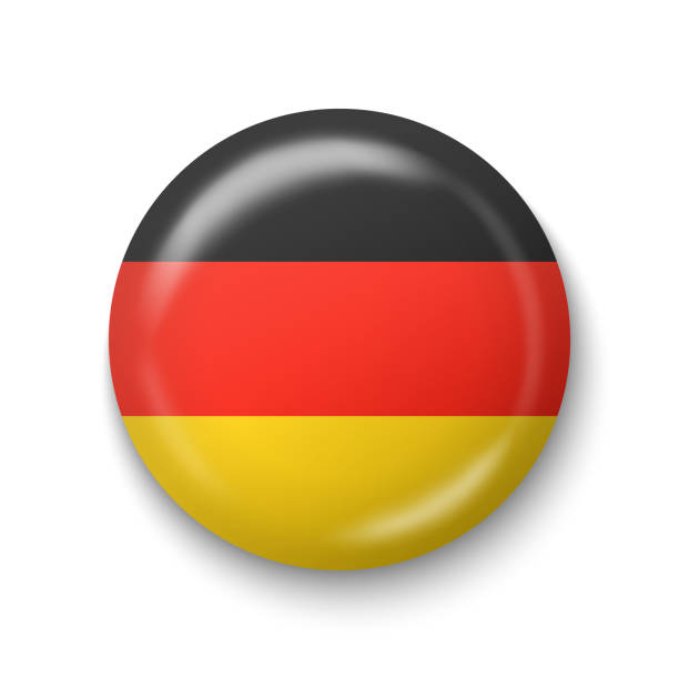 독일 국기 - 라운드 광택 아이콘. - german culture germany german flag flag stock illustrations