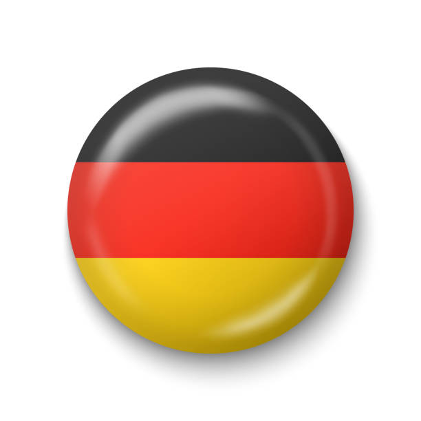 flaga niemiec - okrągła błyszcząca ikona. - german culture germany german flag flag stock illustrations