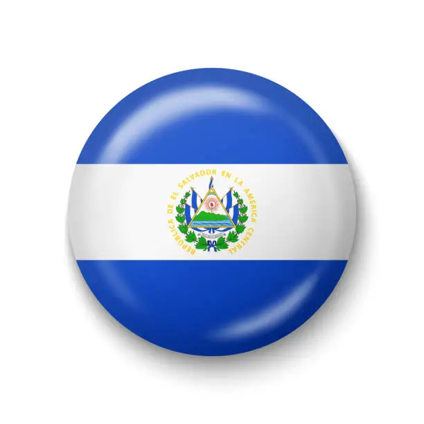 Vector illustration of El Salvador Flag - Round Glossy Icon.