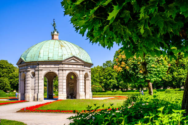 historic buildings at the hofgarten park in munich - diana pavilion imagens e fotografias de stock