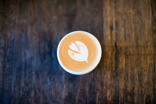 Overhead image of a coffee cup