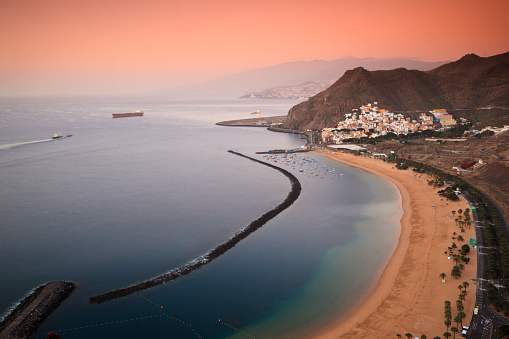Playa de las Teresitas in early morning light, Tenerife, Canary Islands, Spain, Europe.