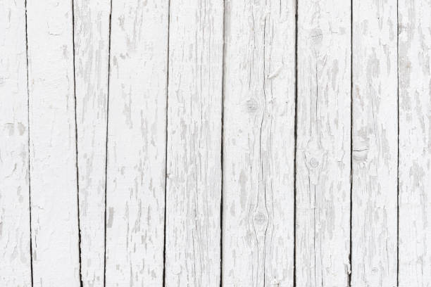istock Background of weathered white planks, bright worn surface texture as graphic design element 1411869879