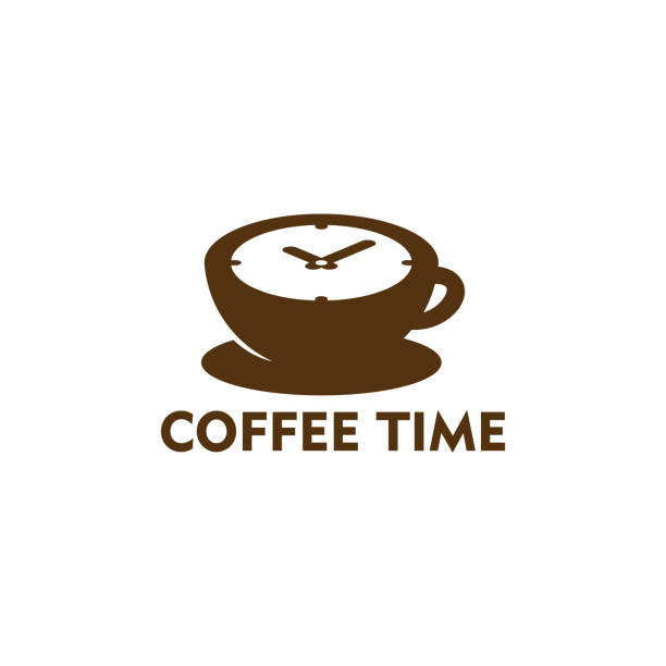 дизайн шаблона логотипа coffee time - printout color image food food and drink stock illustrations