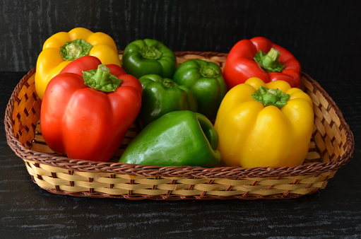 The bell pepper is the fruit of the plants in the Grossum Group of the species Capsicum annuum. Cultivars of the plant produce fruits in different colours, including red, yellow, and green.