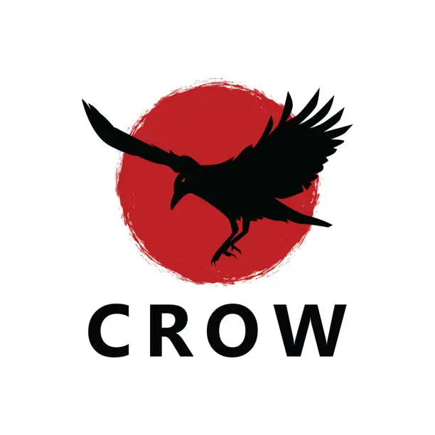 Vector illustration of Crow bird logo template design