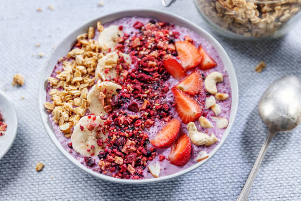 istock Fruity healthy muesli bowl on table 1411881881